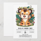 Jungle Simple Tiger Digital Geburtstag Einladung (Vorne/Hinten)
