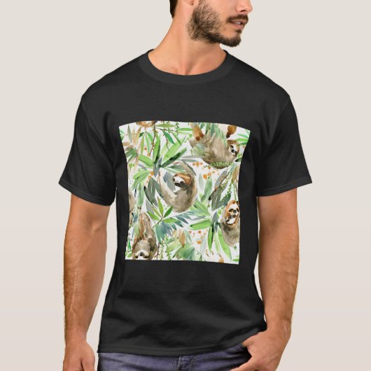 Jungle Sloth auf Green T-Shirt (Vorderseite)