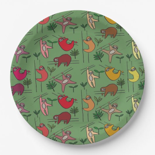 Jungle Sloths Pappteller (Vorderseite)