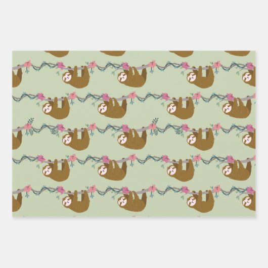 Jungle Sloths Tropenwald Geschenkpapier Set (Vorderseite 3)