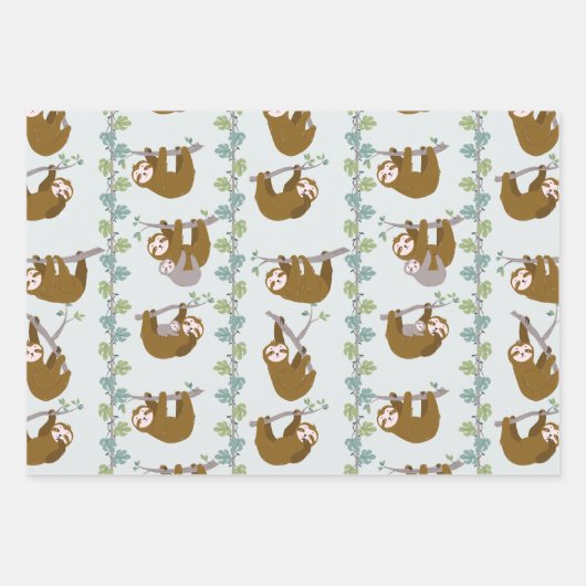 Jungle Sloths Tropenwald Geschenkpapier Set (Vorderseite)