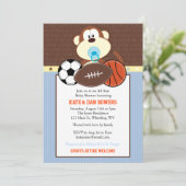 Jungle Sports Monkey Kinderdusche Einladung (Stehend Vorderseite)