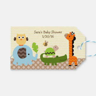 Jungle Stack Animals Baby Shower Fevor Tags Geschenkanhänger