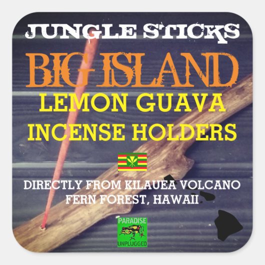 JUNGLE STICKS LEMON GUAVA INCENSE HOLDERS QUADRATISCHER AUFKLEBER (Vorderseite)