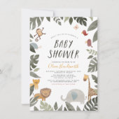 Jungle Storybook Illustration Boy Baby Shower Einladung (Vorderseite)