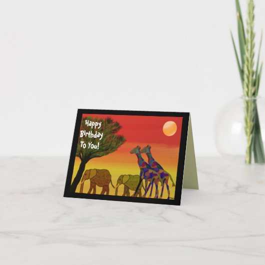 Jungle Sunset Happy Birthday Card Karte (Vorderseite)