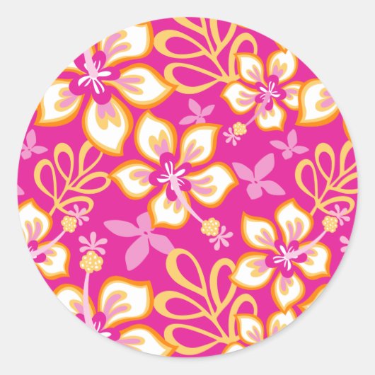 JUNGLE SURF (PINK COMBO) CLASSIC ROUND STICKER (Vorderseite)