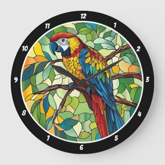 Jungle Symphony" - Festglasmauer Große Wanduhr (Vorderseite)