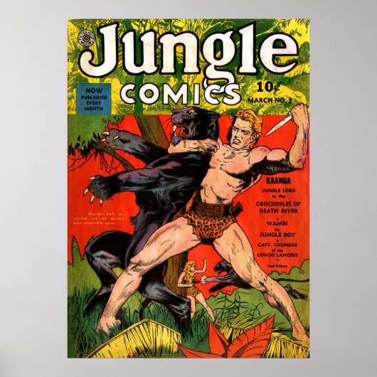 Jungle Tarzan & Black Panther Vintage Comicen Poster (Vorne)