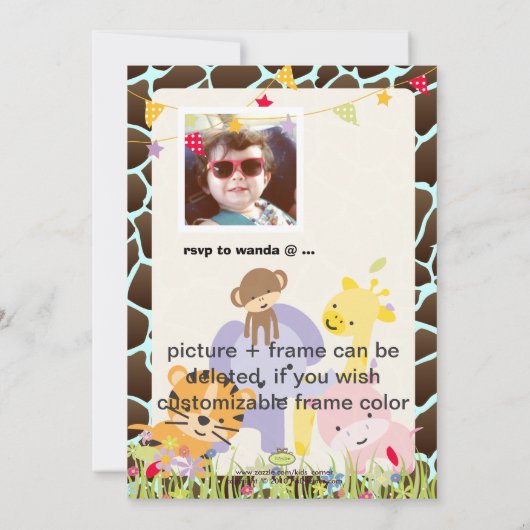 Jungle-Thema/Personalisierte Party/Foto/DIY-Farbe Einladung (Rückseite)