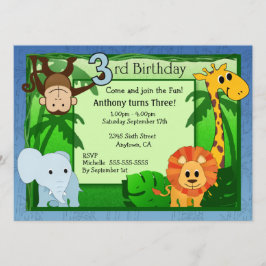 Jungle Theme 3. Geburtstag Einladung
