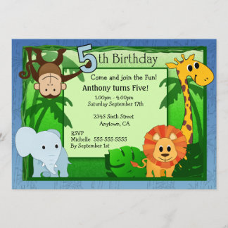 Jungle Theme 5. Geburtstag Einladung