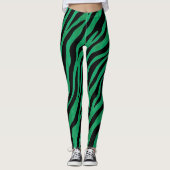Jungle Theme Green und Black Leggings (Vorderseite)