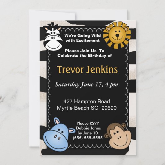 Jungle Theme Kindergeburtstag Einladung (Vorderseite)