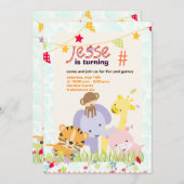 Jungle Theme/Personalisiertes Party/Foto Einladung (Vorne/Hinten)