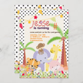 Jungle Theme/Personalisiertes Party/Foto Einladung (Vorne/Hinten)