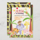 Jungle Theme/Personalisiertes Party/Foto Einladung (Vorne/Hinten)