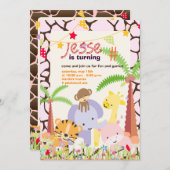 Jungle Theme/Personalisiertes Party/Foto Einladung (Vorne/Hinten)