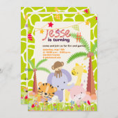 Jungle Theme/Personalisiertes Party/Foto Einladung (Vorne/Hinten)