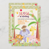 Jungle Theme/Personalisiertes Party/Foto Einladung (Vorne/Hinten)