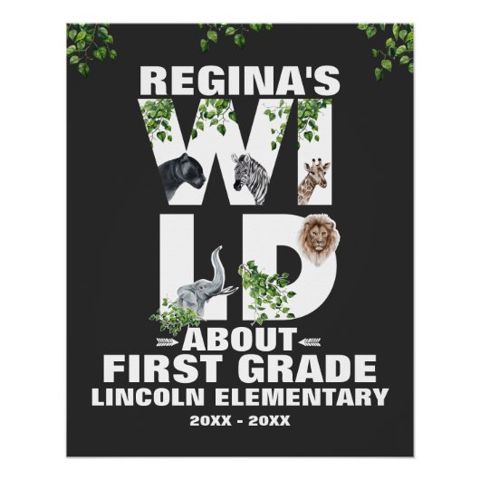 Jungle Themed First Day of School Kids Poster (Vorderseite)