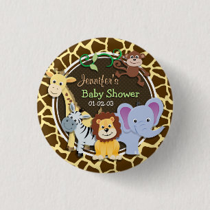 Jungle Tiere auf brauner Giraffe Tierwerbung Button