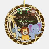 Jungle Tiere auf brauner Giraffe Tierwerbung Keramikornament (Hinten)