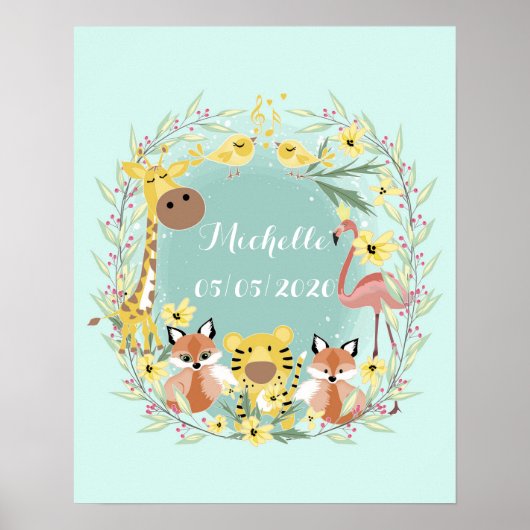 Jungle Tiere Baby Dusche Junge oder Mädchen. Poster (Vorne)