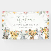 Jungle Tiere, Blume, Babydusche Willkommen Banner (Horizontal)
