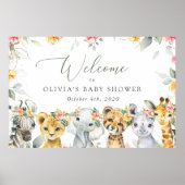 Jungle Tiere, Blume, Babydusche Willkommen Poster (Vorne)