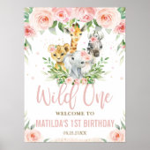 Jungle Tiere Blush Floral Wild 1 1. Willkommen Poster (Vorne)