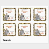 Jungle Tiere buchen Teller Cheetah Spots Quadratischer Aufkleber (Blatt)