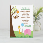 Jungle Tiere Einladung zur Geburtstagsparty (Stehend Vorderseite)