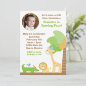 Jungle Tiere Einladung zur Geburtstagsparty (Stehend Vorderseite)