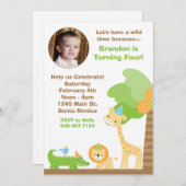 Jungle Tiere Einladung zur Geburtstagsparty (Vorne/Hinten)