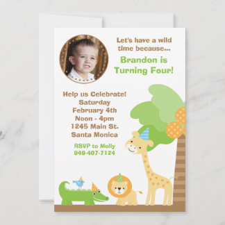 Jungle Tiere Einladung zur Geburtstagsparty
