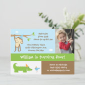 Jungle Tiere Einladung zur Geburtstagsparty (Stehend Vorderseite)