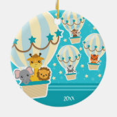 Jungle Tiere Flug in Hot Air Ballon Weihnachten Keramik Ornament (Hinten)