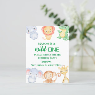 Jungle Tiere Geburtstagsparty Einladung Postca Postkarte