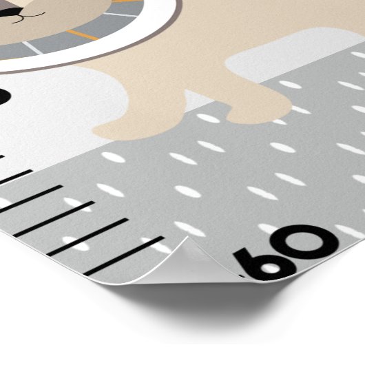 Jungle Tiere Gray Growth Chart Behielt auf 8x44! Poster (Ecke)