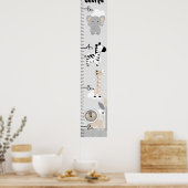 Jungle Tiere Gray Growth Chart Behielt auf 8x44! Poster (Küche)