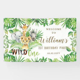 Jungle Tiere Grüne Geburtstag Begrüßung Hintergrun Banner