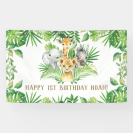 Jungle Tiere Grüne Geburtstag Begrüßung Hintergrun Banner