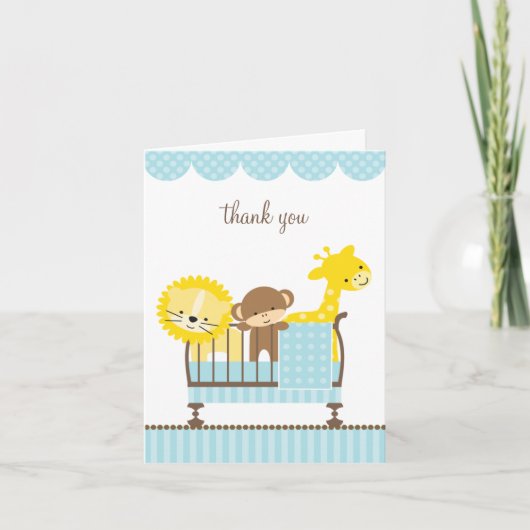 Jungle Tiere in einer (blauen) Mitteilungskarten (Vorderseite)