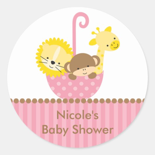 Jungle Tiere in rosa Umbrella Stickers (Vorderseite)