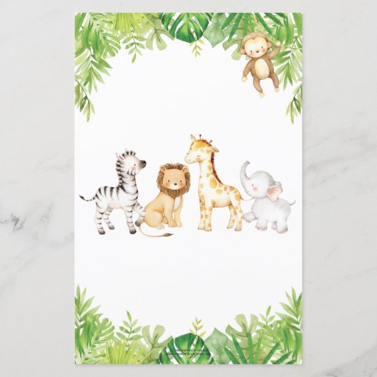 Jungle Tiere Leafy Baby Vorhersagen und Ratschläge (Rückseite)