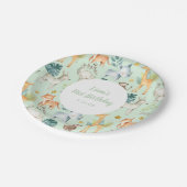 JUngle-Tiere minzen geschlechtsneutral 1. Geburtst Pappteller (Schrägansicht)