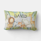 Jungle Tiere Niedlich Safari Personalisiert Lendenkissen (Rückseite)