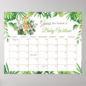 Jungle Tiere Ratet Baby's Due Date Game Sign Poster (Vorne)