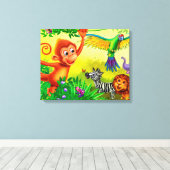 Jungle-Tiere Riesengebirge Leinwand Kinderschlafzi (Insitu (Holzboden))